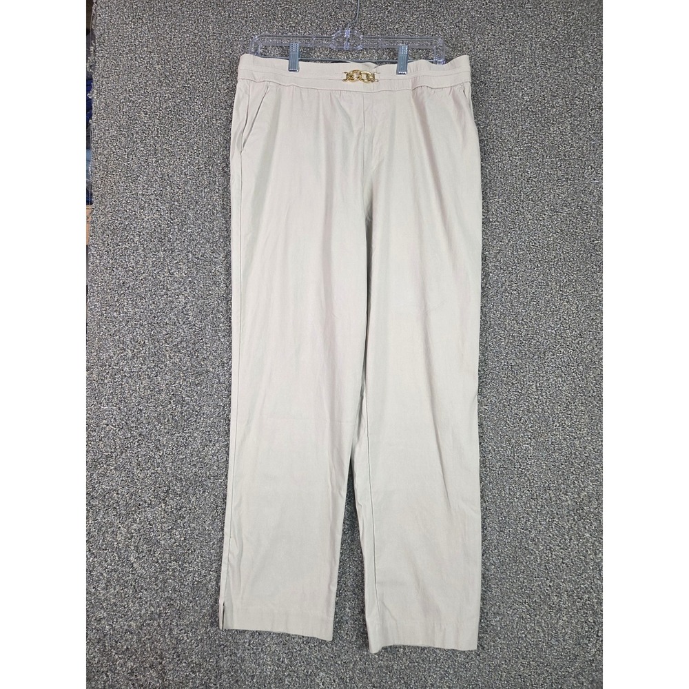 Counterparts Straight Leg Pants Womens Large Khaki Gold Chain Detail 109S50354HA